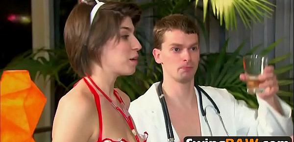  Bus orgy and costume play with swingers in reality show